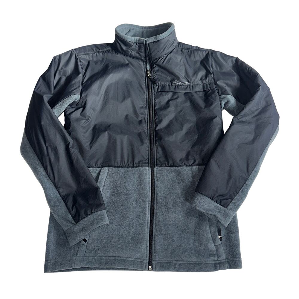 Columbia Sportswear Boys Full Zip Fleece Jacket Size XL Gray Blue Softshell Coat